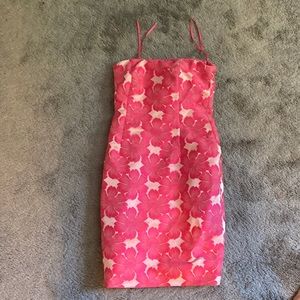 Pink Strapless Flower Dress